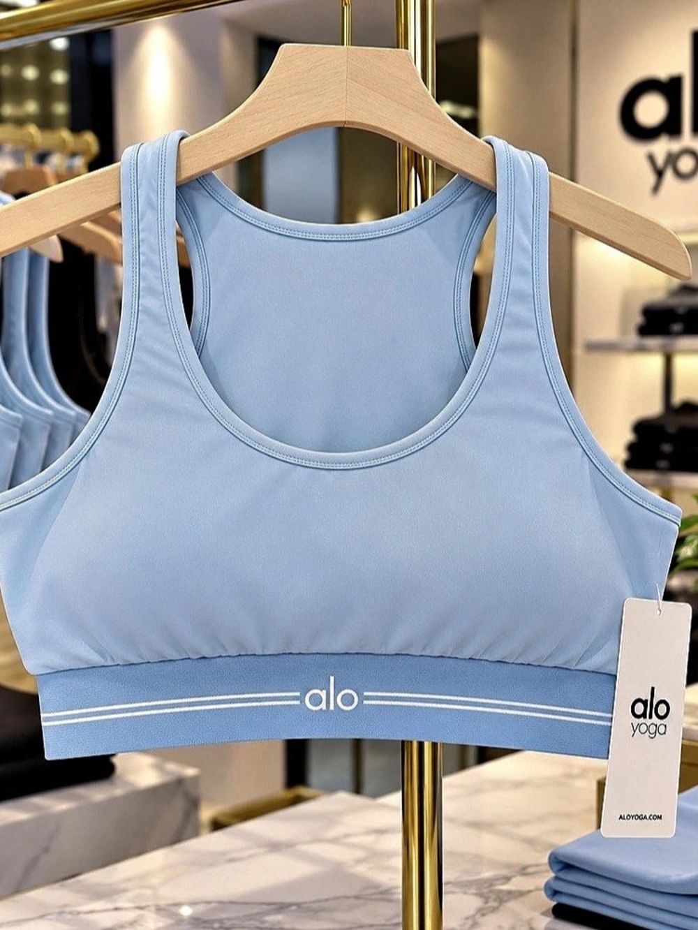 Alo Yoga Airbrush Better Together Bra Blue Sports Bra NWT